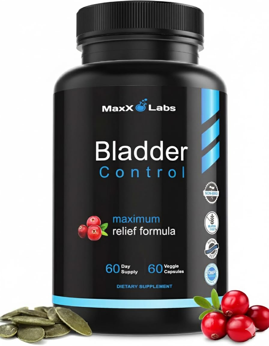 MaxX Labs Bladder Control Supplement - Overactive Bladder Control Pills - Potent Blend of Pumpkin Seed Oil, Cranberry Extract & Vitamin D3 - Urinary Tract Infection Treatment for Women & Men - 60Ct