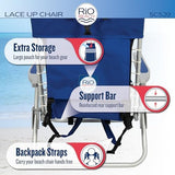 Rio Brands 4-Position Backpack Lace-Up Suspension Folding Beach Chair, Bright Stripe