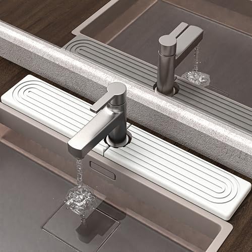 Faucet Mat for Kitchen Sink - Super Absorbent Diatomite Fast Drying Stone, Quick Drying Splash Guard,Prevents Moisture Buildup Sink, Durable Protector for Kitchen,Bathroom Counter