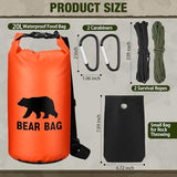 1 Set Bear Food Bag for Camping Ultralight Food Hanging System Includes Waterproof Bear Bag, Nylon Ropes, Hooks for Camping Backpacking