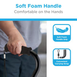 NOVA Sugarcane, Walking Cane with All Terrain Rubber Quad Tip Base and Carrying Strap, Black Design