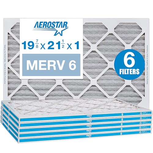 Aerostar 19 7/8 x 21 1/2 x 1 MERV 6 Pleated Air Filter, AC Furnace Air Filter, 6 Pack (Actual Size: 19 7/8"x21 1/2"x3/4")