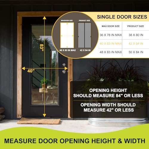 Magnetic Screen Door - Fit for Door Size:40x83 Inch, Screen Itself Size:42" x 84", Hands Free Mesh Partition,Heavy Duty Screen Door Mesh Curtain Keeps Bugs Out, Frame Hook & Loop, Pet and Kid Friendly