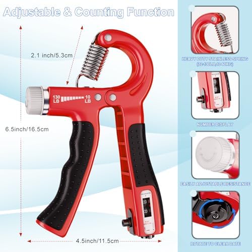 Grip Strength Trainer(5 Pack) with Finger Exerciser, Hand Grip Strengthener, Finger Stretcher,Grip Ring & Stress Relief Ball for Muscle Building and Injury Recover with Carry Bag