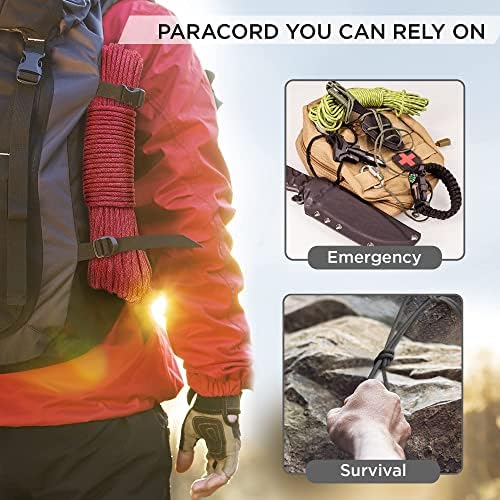 TECEUM 5/32" Paracord Rope 1000 – 1000ft / 200ft / 100ft / 50ft – Tactical Parachute Cord 4mm – 45+ Colors – Nylon String for Survival & Camping Gear – Stripe Cord for Survival – Utility Rope