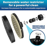 High Pressure Shower Head - Anti-Clogging Silicone Nozzles - 2.5 GPM Removable Restrictor - Easy to Clean Adjustable Replacement - easy to install with Plumbers Tape - 6 inch - Matte Black Finish
