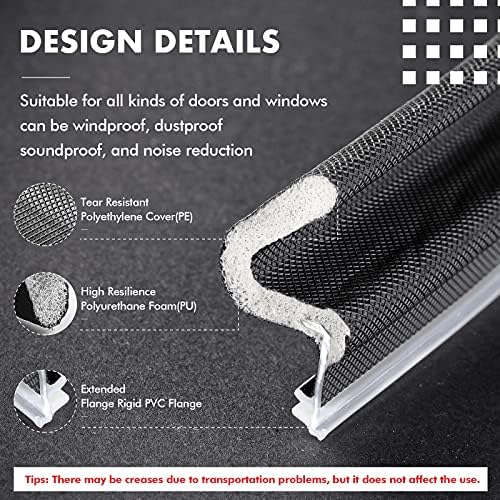 BBTO Weather Stripping Door Seal Strip Kerf Soundproof Strip V-Shaped Q Foam Weather Stripping Exterior Door Frame for Summer Windows Large Gap Seal and Easy Installation(40 Feet,Black)