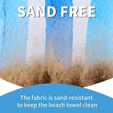 2 Pack Lightweight Thin Beach Towel Oversized 71"x32" Big Extra Large Microfiber Sand Free Towels for Adult Quick Dry Travel Camping Beach Accessories Vacation Essential Gift Blue Shell Stripe