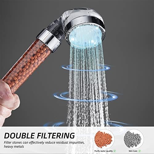 Cobbe Filtered LED Shower Head with Handheld, Color Changing, High Pressure Shower Head with Filter, Water Saving Spray Handheld Showerheads with Hose and Base for Dry Skin & Hair