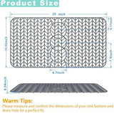 AWOKE Sink Protectors for Kitchen Sink - 29"x 15.35" Sink Mat - Heat-resistant Easy-clean Silicone Sink Mat - for Protection of Stainless Steel Sink - with 3 Reserved Holes (Grey)