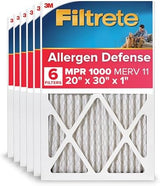 Filtrete 20x30x1 AC Furnace Air Filter, MERV 11, MPR 1000, Micro Allergen Defense, 3-Month Pleated 1-Inch Electrostatic Air Cleaning Filter, 6 Pack (Actual Size 19.81 x 29.81 x 0.81 in)