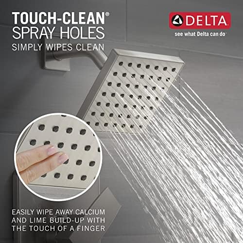 Delta Faucet Modern Brushed Nickel Shower Trim Kit, Shower Faucet with Single-Spray Touch-Clean Brushed Nickel Shower Head, Stainless T14267-SS-PP (Valve Not Included)