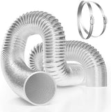 VIVOSUN 4 Inch 16 Feet Non-Insulated Flex Air Aluminum Ducting for HVAC Ventilation with 2 Stainless Steel Clamps