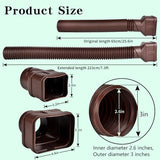 7ft Long Gutter Downspout Extensions, Outer Diameter 3" Downspout Extender for Rainwater Drainage, Flexible Drainage Pipe Suitable for 2"×3" and 3"×4" Downspout (Brown-1-Pack)