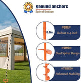 16In Tent Stakes, Ground Anchors Screw in, with 1PCS Tent Stakes Heavy Duty Adapter, for Screw Ground Anchors, Tree Straightening Kit, Anchors Tent, Mobile Home Anchors (Color : Orange, Size : 12PCS