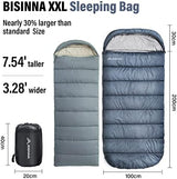 BISINNA XXL Sleeping Bag(90.55"x39.37") for Big and Tall Adults,3-4 Seasons Plus Size Warm and Comfortable Waterproof Lightweight Sleeping Bag Great for Camping Backpacking Hiking Indoor & Outdoor