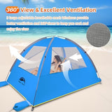 Happy Travel Beach Tent, UPF 50+ UV Protection Sun Shade Shelter for 3/4/5/6/7/8 Person, Portable Beach Canopy for Family & Baby, Lightweight & Easy Setup Beach Cabana with 3 Ventilation Mesh Windows
