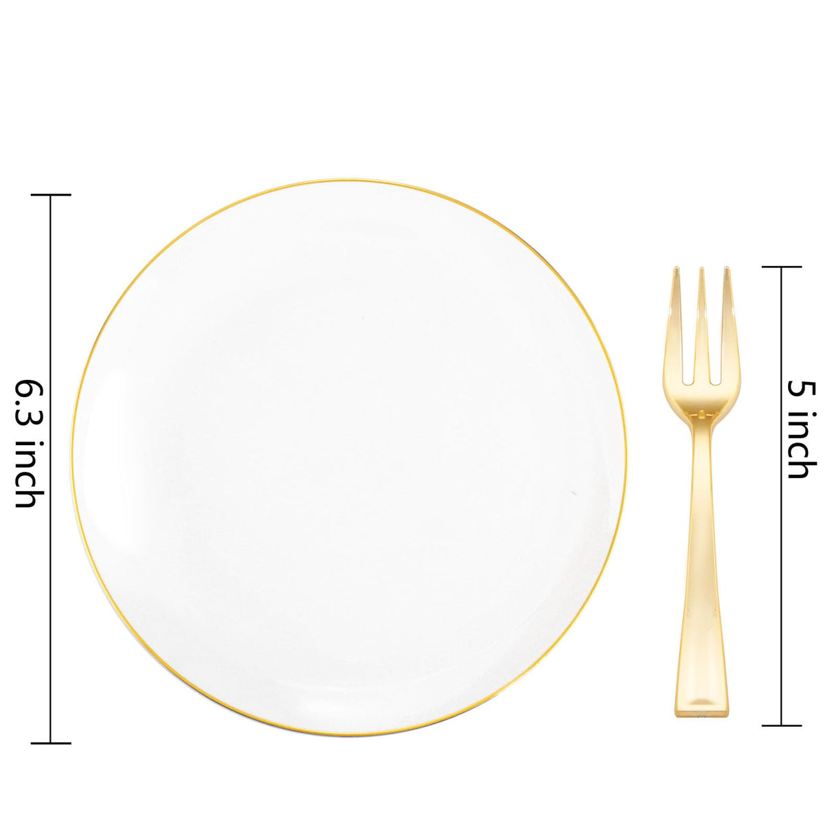Festiva 200Pcs Gold Dessert Plates 6.3" with Forks 5"- Small Disposable Dessert/Cake/Appetizer Plates Plates- serve 100 guests include 100Plates 100Forks for Wedding Party&Thanksgiving&Christmas