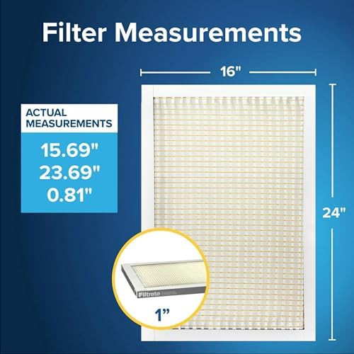Filtrete 16x24x1 Air Filter, MPR 300, MERV 5, Clean Living Basic Dust 3-Month Pleated 1-Inch Air Filters, 6 Filters