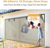 2025 Privacy Garage Door Screen for 2 Car 16x7FT, Heavy Duty Magnetic Closure Garage Screen Door, Durable Nylon Screen Door Mesh, Garage Net Screen for Garage, Silver Grey