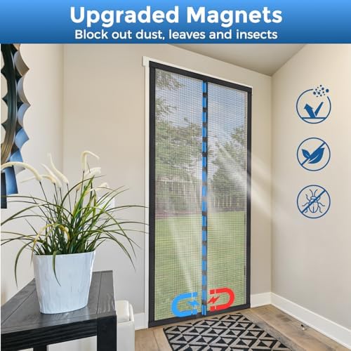 Magnetic Screen Door |Fits 36"x82" Door| Hands Free Retractable Screen Door Magnetic Closure Keeps Bugs Out | 2025 Upgraded PET- Tiny Hole | Self Sealing | Pet and Kid Friendly| 39 Inch x 83 Inch