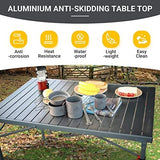 KingCamp Aluminum Folding Lightweight Roll Portable Stable Table for Camping Picnic Barbecue Backyard Party, Indoor & Outdoor, Oversize, Silver Black