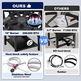 ARC Single Burner Propane Stove, 200,000BTU Cast Iron High Pressure Outdoor Propane Burner Cooker,16.5"Heavy Duty Square Stove, Great For Outdoor Cooking Turkey Fry,Seafood Boil,Homebrewing