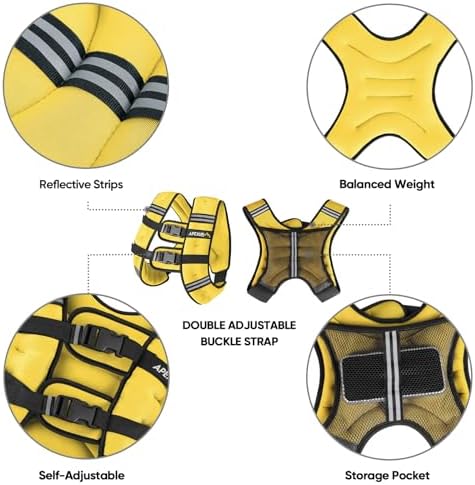 APEXUP Weighted Vest with 5lbs/10lbs/15lbs/20lbs/25lbs/30lbs Weights and Reflective Stripe, Weight Vest Men Women for Workout, Strength Training, Running