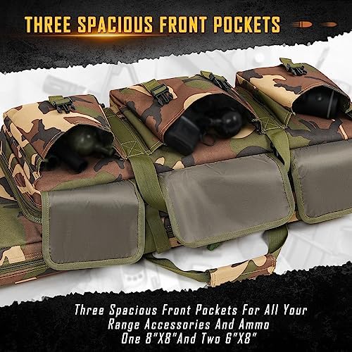 DULCE DOM 32/36/42/48/52 inch Double Rifle Case Soft Bag Gun Case, Perfect for Rifle Pistol Firearm Storage and Transportation, All Around Shooting Range Tactical Rifle Backpack, Indoor Outdoor