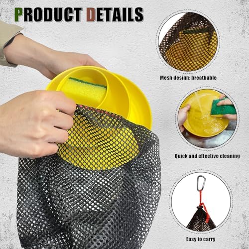 Scout Camping Mess Kit for 1 Person Boy Scout Dishes Set Girl Scout Mess Kit with Mesh Bag Reusable Light Weight Eating Utensils Plastic Camping Cutlery Set for Travel Camp