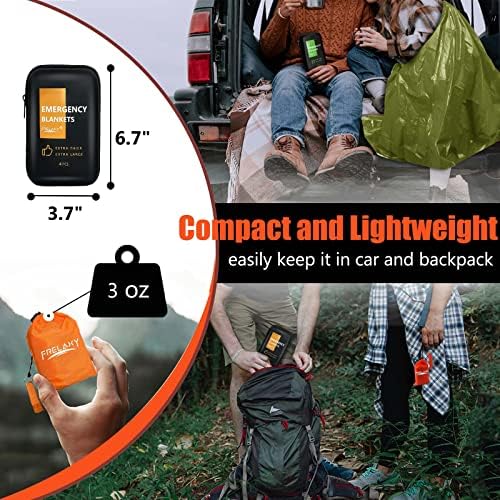 Frelaxy Emergency Blanket 2-Pack/4-Pack, Extra-Thick Extra-Large Space Blankets with Whistles, Storage Pouchs, and EVA case