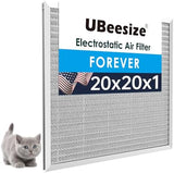 UBeesize 20x20x1 Reusable Air Filter - Washable, MERV 8,Permanent, Electrostatic - Lasts a Lifetime - Enjoy Fresher Air in Home and Office HVAC AC Furnace Systems (Actual Size: 19.75x19.75x0.82 Inch)
