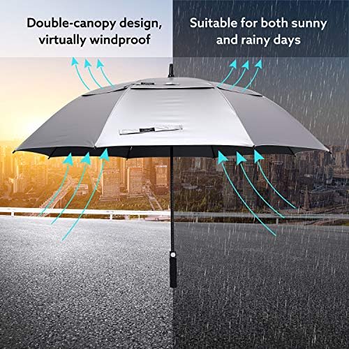 G4Free 47/54/62/68 Inch UV Protection Golf Umbrella Auto Open Vented Double Canopy Oversize Extra Large Windproof Sun Rain Umbrellas