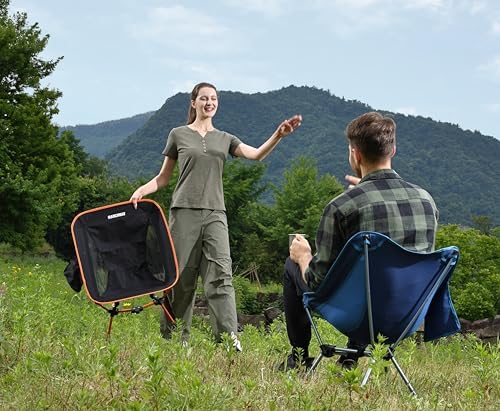 MARCHWAY Lightweight Folding Camping Chair, Stable Portable Compact for Outdoor Camp, Travel, Beach, Picnic, Festival, Hiking, Backpacking, Supports 330Lbs (Orange)