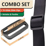 2 Inch Nylon Webbing Strap with Plastic Tri-Glide Slide Clips, 10 25 50 Yards Heavy Duty Nylon Strapping for Indoor or Outdoor Gear, DIY Crafting, Repairing