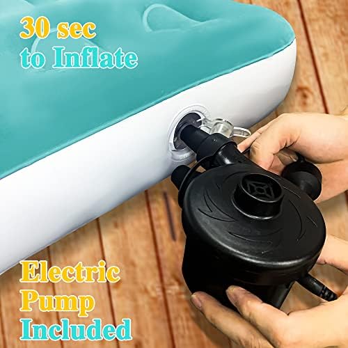 Fahuac Inflatable Kids Travel Bed Toddler Air Mattress Set,Portable Blow Up Mattress Sleeping Bed Cot with Bed Rails and Electric Pump Ideal for Road Trip