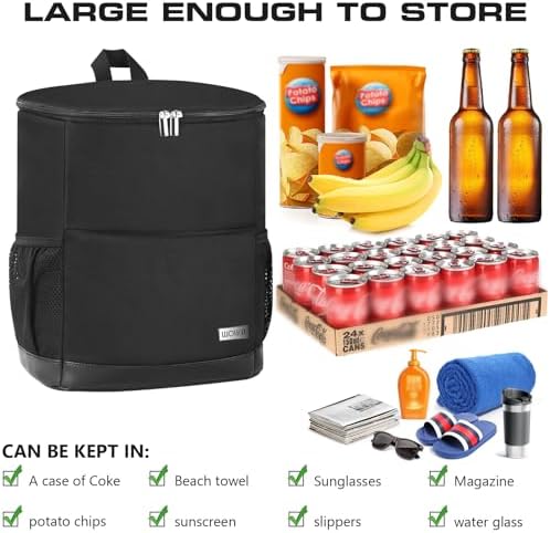 Insulated Cooler Backpack Outdoor - Leak Proof Backpack Cooler 30 Cans, Waterproof Lightweight Cooler Bag for 12h Hot/Cold Retention - Soft Cooler for Travel, Camping, Beach, Lunch