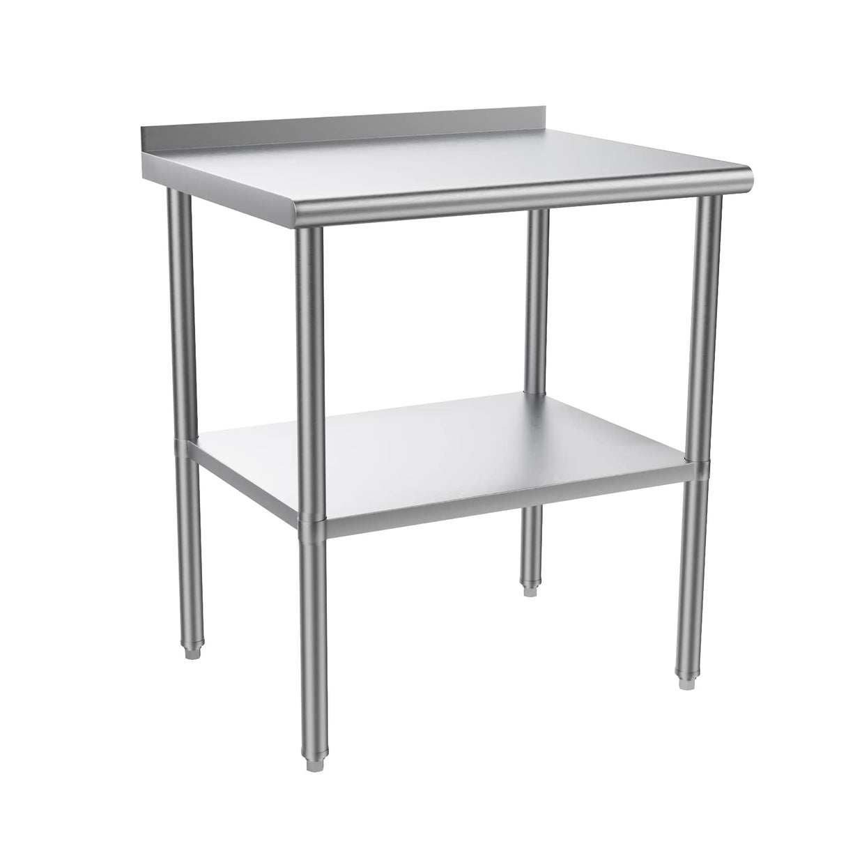 ROVSUN 30'' x 24'' Stainless Steel Table for Prep & Work,Commercial Worktables & Workstations, NSF Heavy Dut Metal Table with Adjustable UnderShelf & Backsplash for Kitchen, Restaurant,Home,Hotel