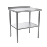 ROVSUN 30'' x 24'' Stainless Steel Table for Prep & Work,Commercial Worktables & Workstations, NSF Heavy Dut Metal Table with Adjustable UnderShelf & Backsplash for Kitchen, Restaurant,Home,Hotel