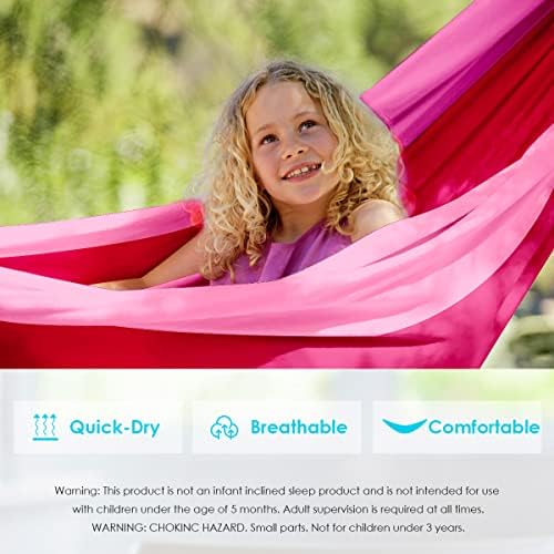 Grassman Kids Hammock- Small Hammock for Camping Portable Hammock for Child Girls Boys Ultralight Backpack Mini Hammocks with Straps Pink