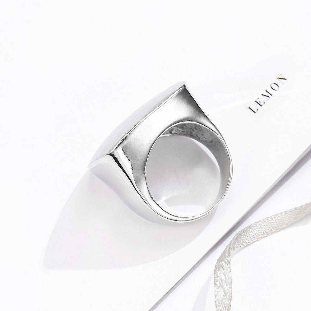 Aprilery Gold and Silver Rings for Women, Chunky Signet Statement Rings Gold Plated Band Wide Metal Square Rings Cocktail Costume Jewelry for Women
