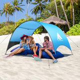 Beach Tent - Beach Shade Canopy Compact Fold (16.9x3.9″), Own Patent, 360° Ventilation, Large Side Storage Pocket, UV Protection Portable Sun Shelter for Beach (Blue, 106 * 65 * 61″)