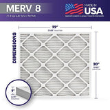 BNX TruFilter 20x22x1 Air Filter MERV 8 (6-Pack) - MADE IN USA – Dust & Pet Defense Electrostatic Pleated Air Conditioner HVAC AC Furnace Filters for Dust, Pet, Mold, Pollen MPR 600 – 700 & FPR 5