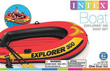 INTEX Explorer Inflatable Boat Series: Dual Air Chambers – Welded Oar Locks – Grab Handles – Bow Rope – Sporty Design