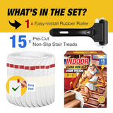 Clear Stair Treads Non-Slip 24"x6" - 15-Pack Indoor Stair Grips Non Slip for Wooden Steps - Anti Slip Adhesive Strips for Dogs & Elderly - Staircase Step Treads - Transparent Treads for Wood Stairs