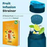 Hydracy Water Bottle with Time Marker -Large BPA Free Water Bottle & No Sweat Sleeve -Leak Proof Gym Bottle with Fruit Infuser Strainer & Times to Drink -Ideal for Fitness Sports & Outdoors