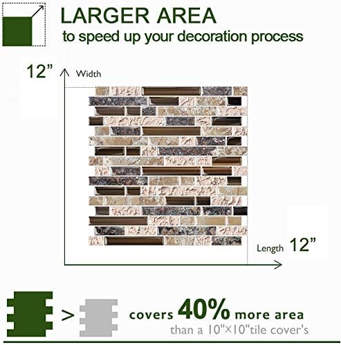 STICKGOO 10-Sheet Peel and Stick Wall Tile, Self-Adhesive Kitchen Backsplash in Sandstone (Thicker Design)