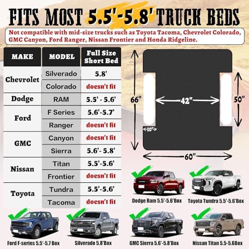 Umbrauto Air Mattress for 5.5-5.8 ft Full-Size Short Truck Beds, Inflatable Truck Tent Airbed with Pump, Pickup Camper Air Bed for Camping