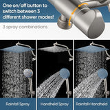 Cobbe 12 Inch All Metal 3-Way Rain Shower Head, High Pressure Shower Head, Dual Shower Heads with Handheld Spray Combo - 9 Spray Filtered Shower Head, Brushed Nickel