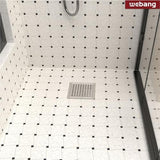6 Inch Square Shower Floor Drain with Flange,Quadrato Pattern Grate Removable,Food-Grade SUS 304 Stainless Steel,Watermark&CUPC Certified,Brushed Nickel